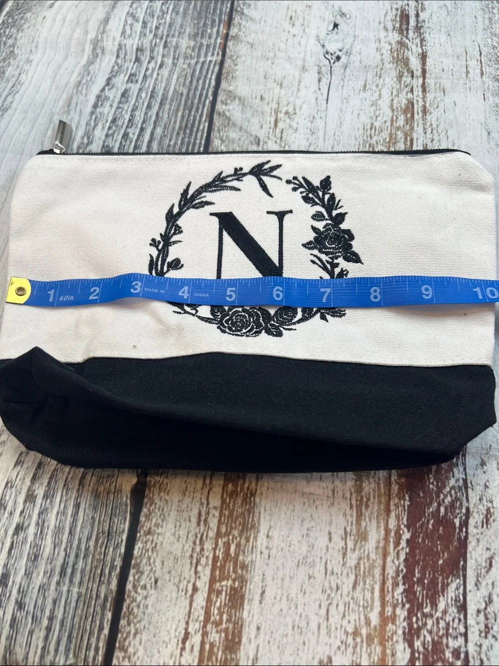 Monogram “N” Canvas Tote Bag 3 pc Set – Tote, Pouch & Organizer | Black & White - Picture 13 of 17